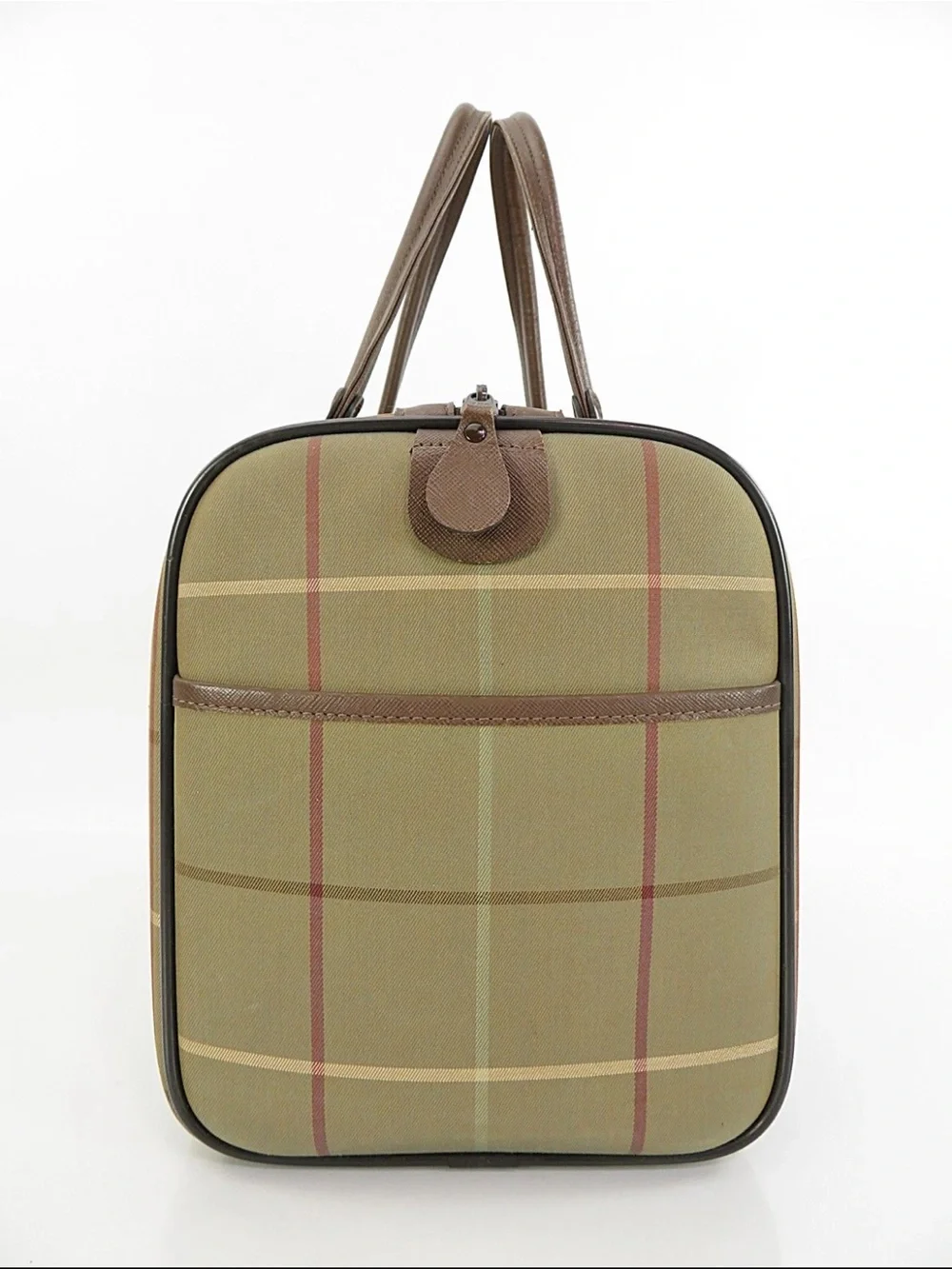 Burberry Olive and Brown Check Duffel Bag
